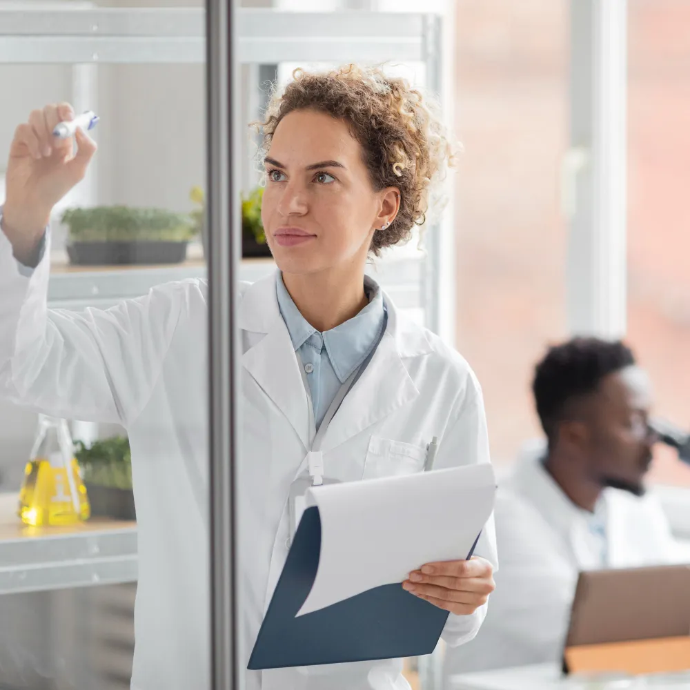 Clinical researcher reviewing information during a clinical research study.