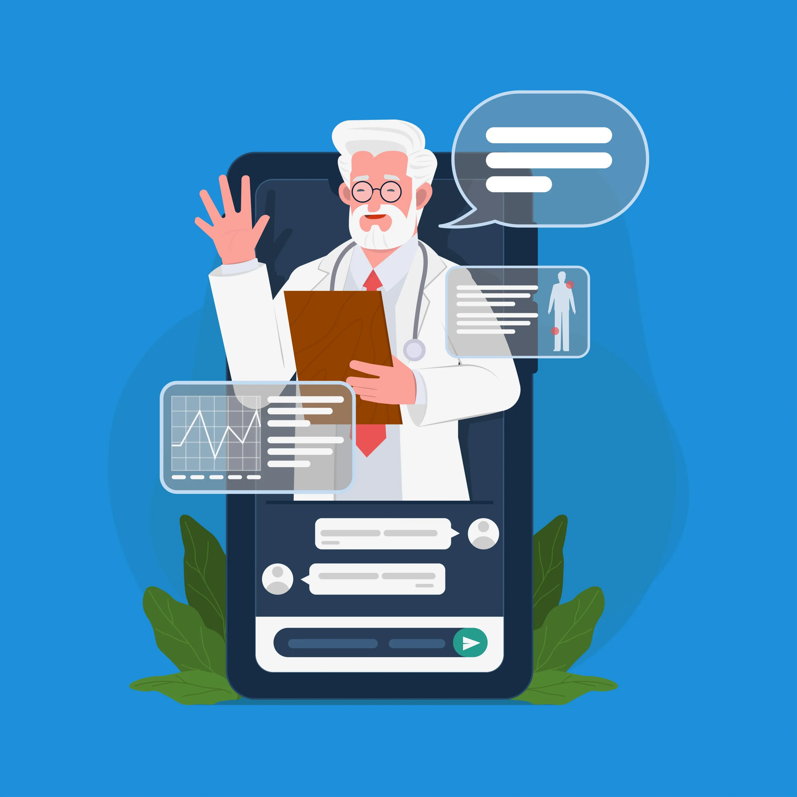 Virtual doctor consultation representing a CCM service provider.