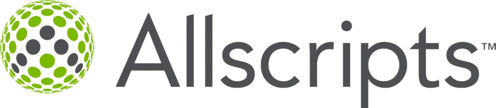 Allscripts logo featuring the green and grey globe icon, highlighting Central Health Solutions' compatibility with Allscripts healthcare IT and clinical software solutions