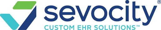 Sevocity Custom EHR Solutions logo featuring a blue and green geometric icon, representing Central Health Solutions' integration with specialized electronic health record systems.