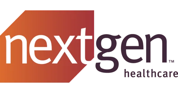 NextGen Healthcare logo with orange and white geometric icon, highlighting Central Health Solutions' compatibility with cloud-based EHR and practice management software.