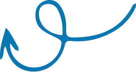 A blue hand-drawn loopy arrow pointing downward, guiding users through the CHS healthcare network services.
