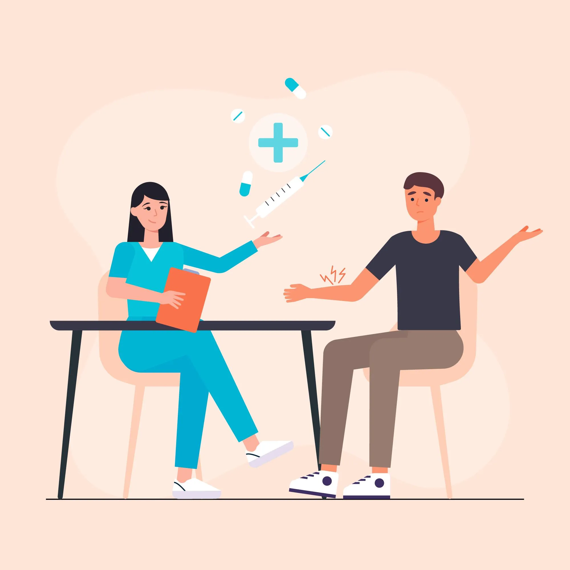 Healthcare professional explaining a treatment plan to a patient, illustrating continuity of care through personalized guidance, coordinated follow-up, and support from transitional care providers.