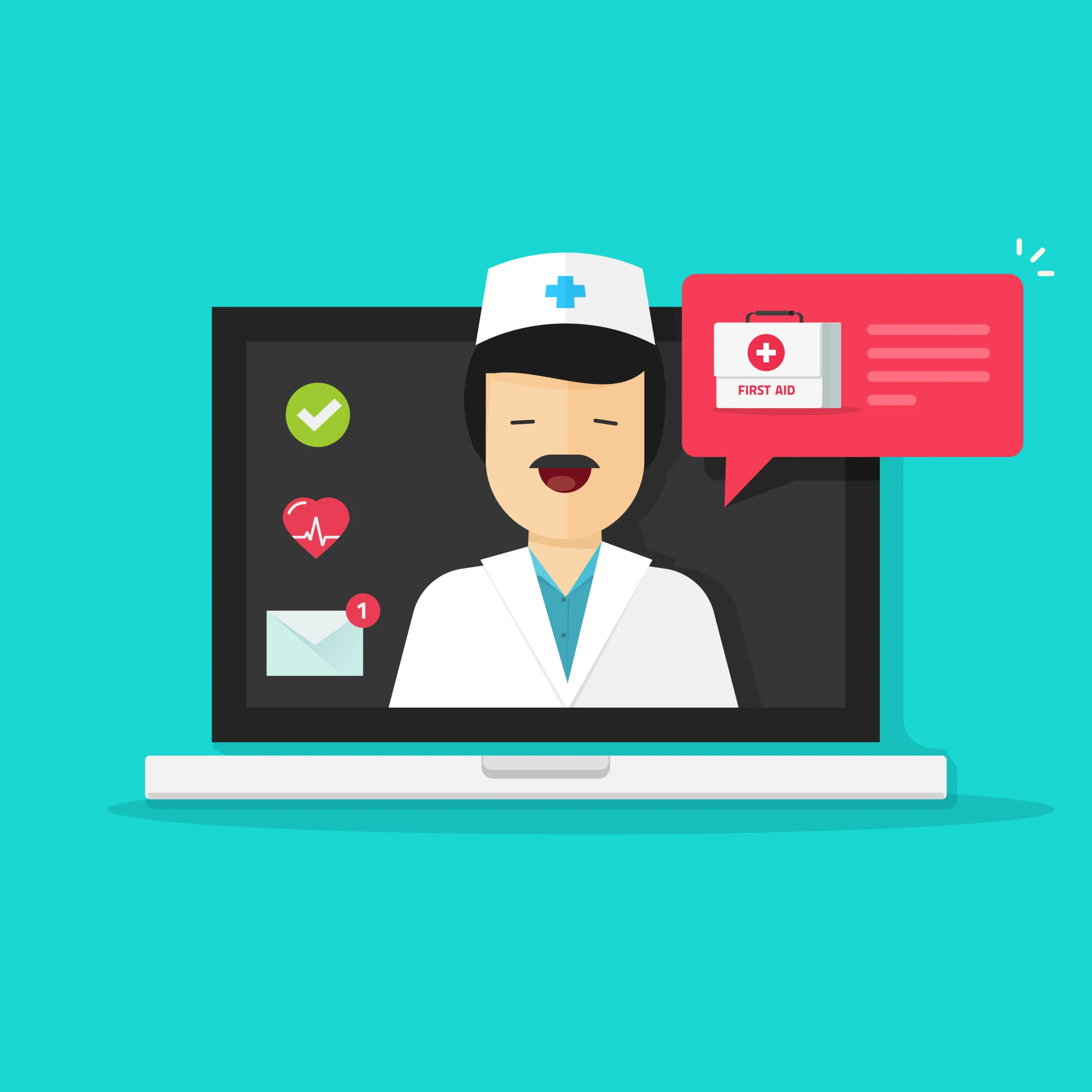 Healthcare professional providing remote monitoring telehealth support through a computer.