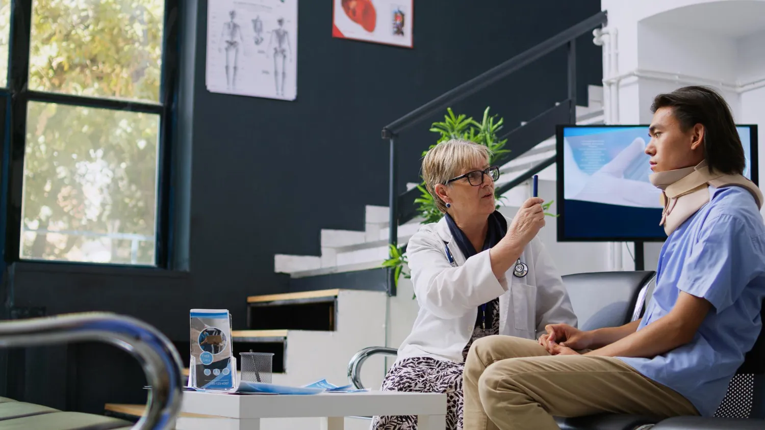 Doctor discussing health information with an older patient using a digital tablet, demonstrating CCM vs RPM approaches to personalized care management.